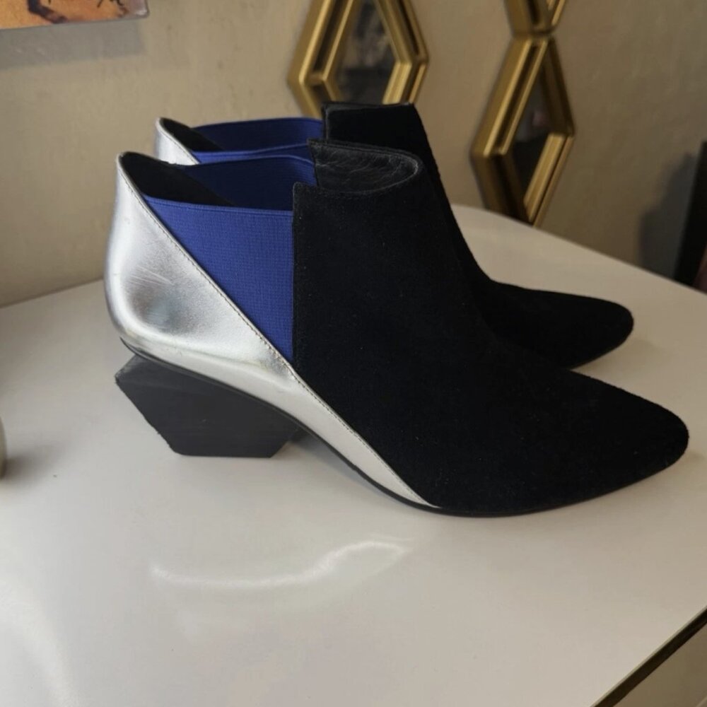 United Nude Black Suede, Silver & Blue Ankle Booties